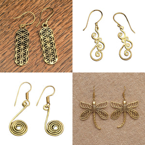 Artisan handmade, nickel free pure brass earrings collection designed by OMishka.