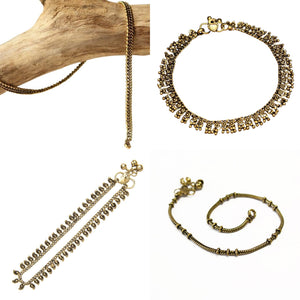 Artisan handmade, nickel free pure brass anklet collection designed by OMishka.