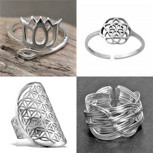 Artisan handmade, nickel free silver ring collection designed by OMishka.