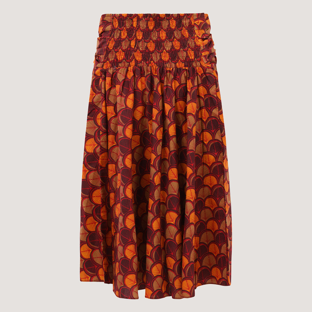 Autumn leaf print 2-in-1 skirt, strapless dress designed by OMishka