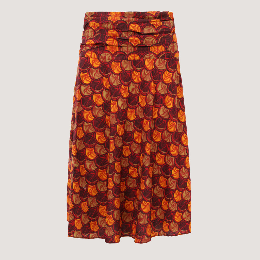 Autumn leaves printed 2-in-1 skirt dress designed by OMishka