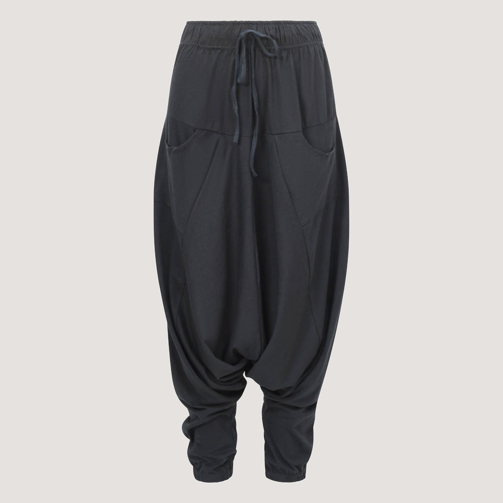 Black super-soft bamboo harem pants designed by OMishka