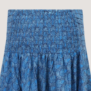 Blue palm frond print 2-in-1 skirt dress designed by OMishka