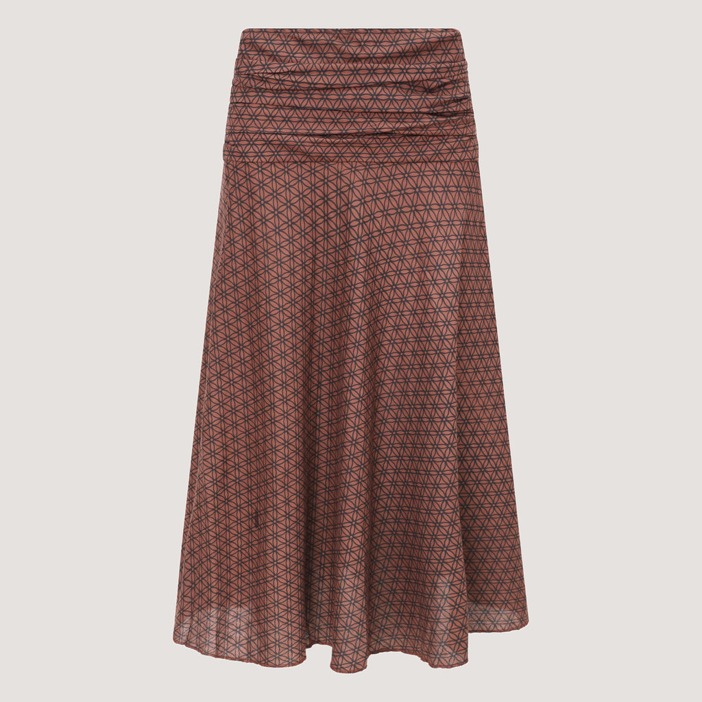 Brown floral 2-in-1 skirt dress designed by OMishka