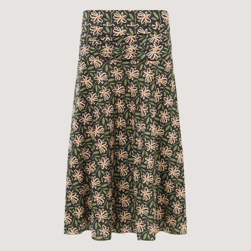 Green and natural ecru floral 2-in-1 skirt dress designed by OMishka