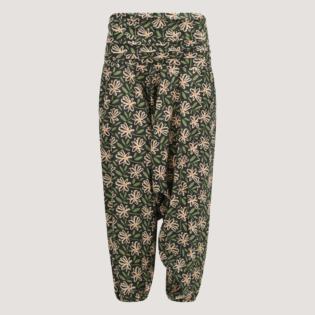 Green ecru floral harem trousers 2-in-1 bandeau jumpsuit designed by OMishka