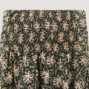 Green and ecru floral 2-in-1 skirt dress designed by OMishka