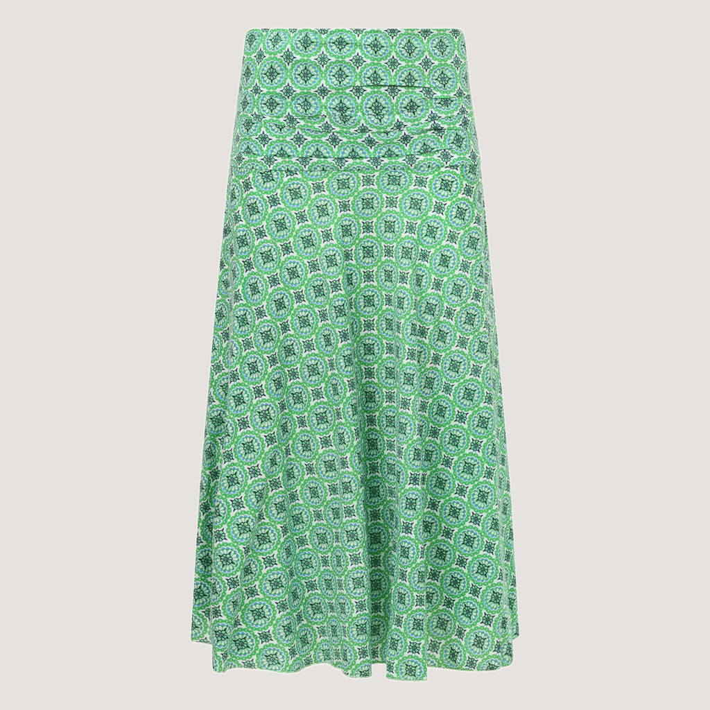 Green floral 2-in-1 skirt dress designed by OMishka