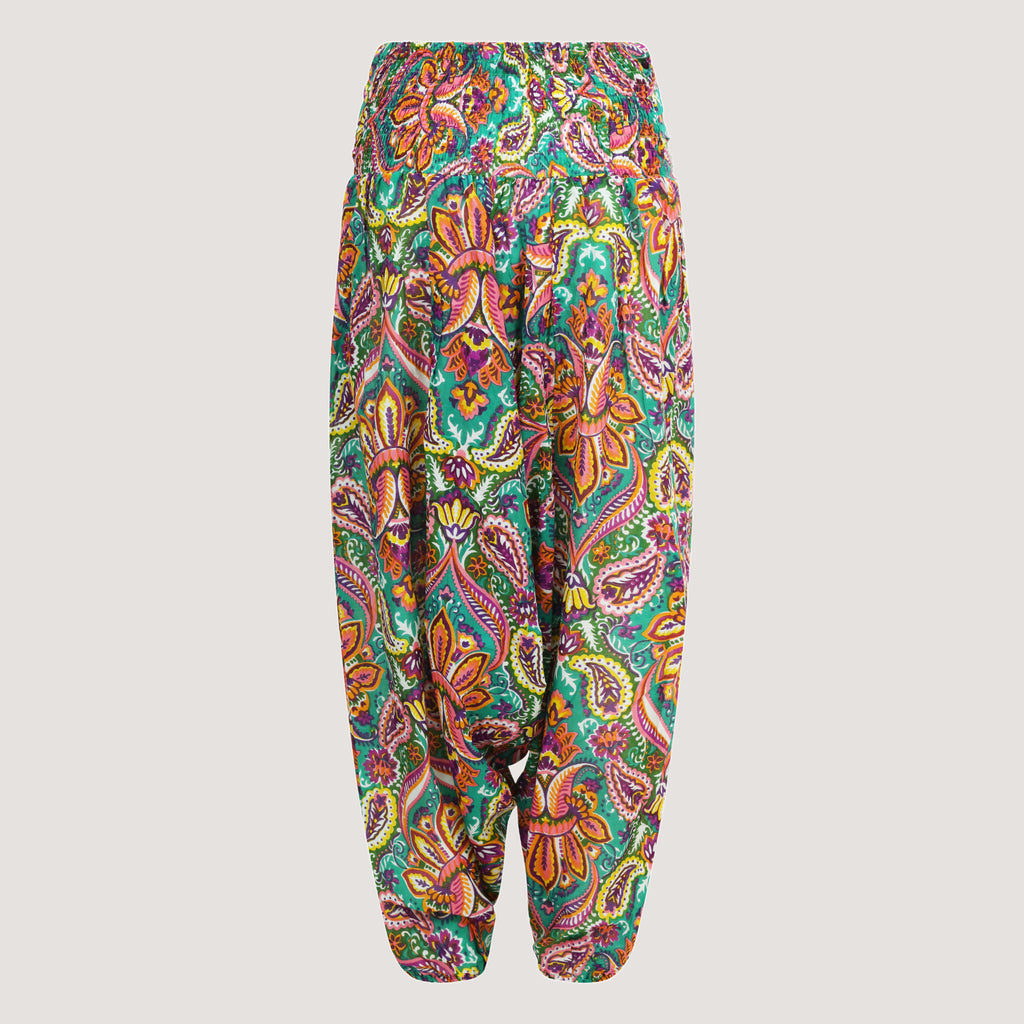 Green mix floral bandeau jumpsuit 2-in-1 harem pants designed by OMishka