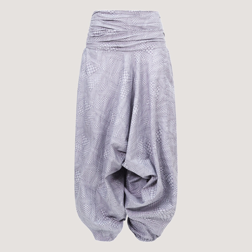 Grey geometric harem trousers 2-in-1 jumpsuit designed by OMishka