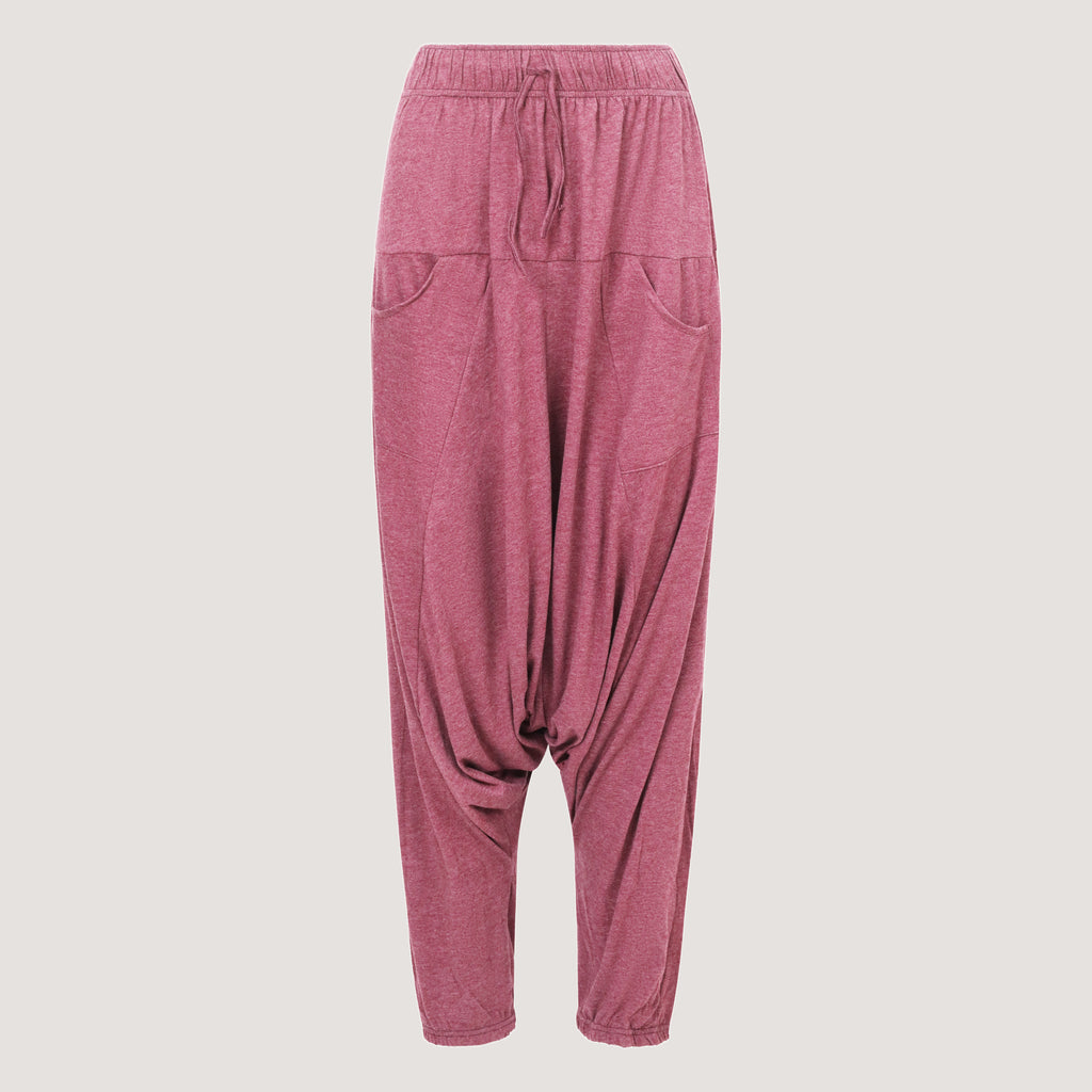 Pink super-soft bamboo harem pants designed by OMishka