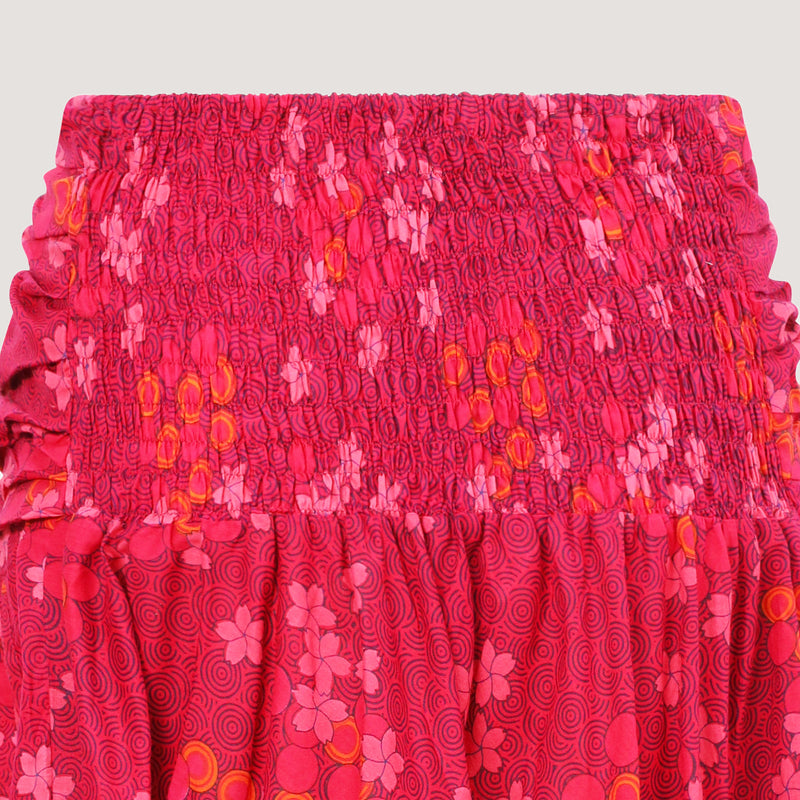 Pink floral print 2-in-1 skirt dress designed by OMishka