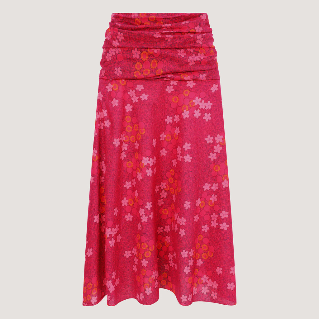 Pink spiral flower 2-in-1 skirt dress designed by OMishka