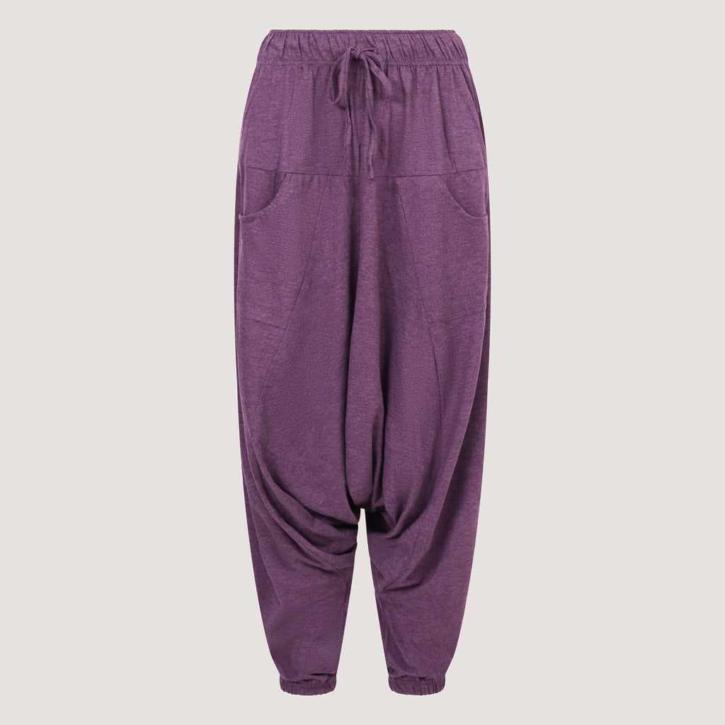 Purple super-soft bamboo harem pants designed by OMishka