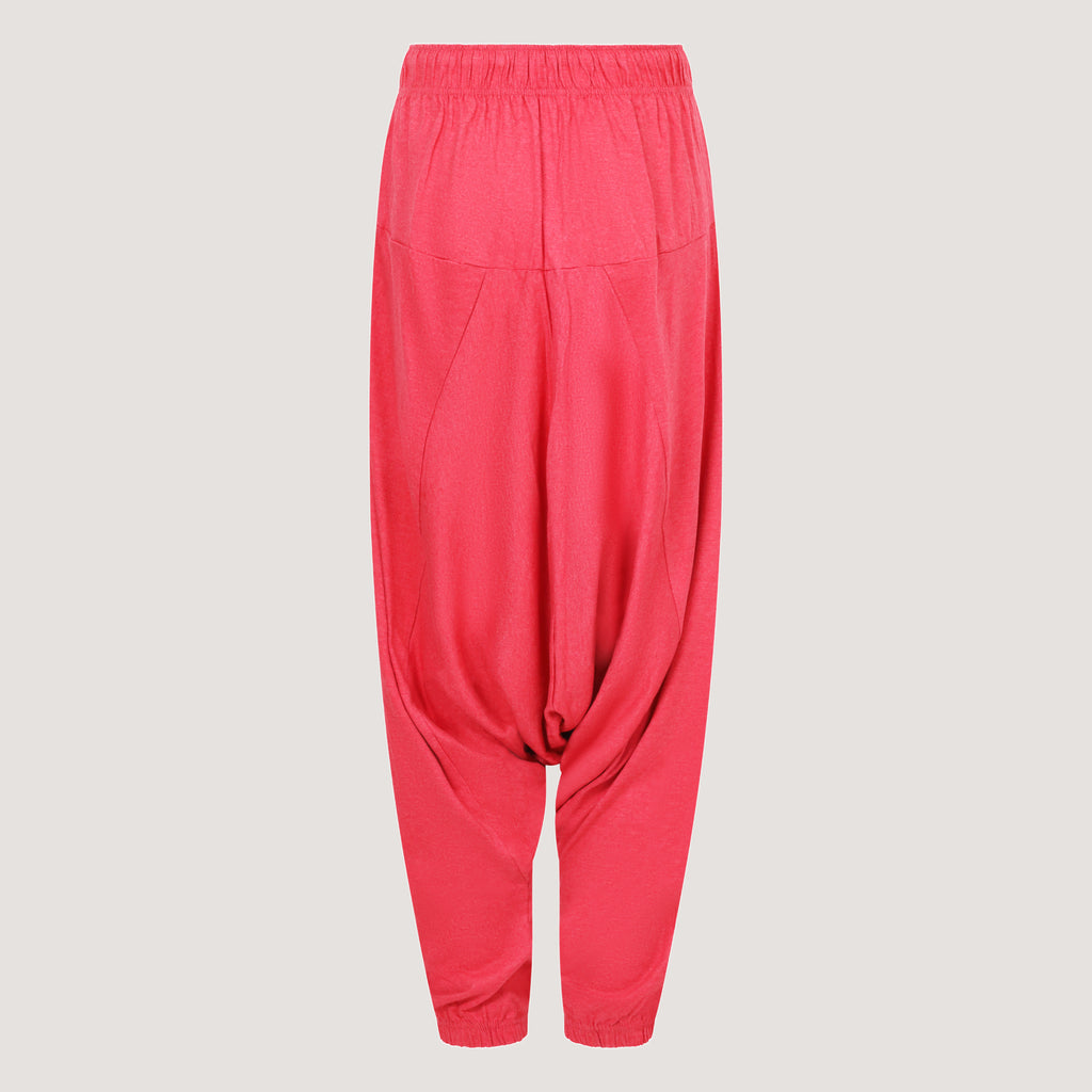 Red super-soft jersey bamboo harem pants designed by OMishka