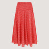 Red palm frond strapless dress 2-in-1 skirt designed by OMishka