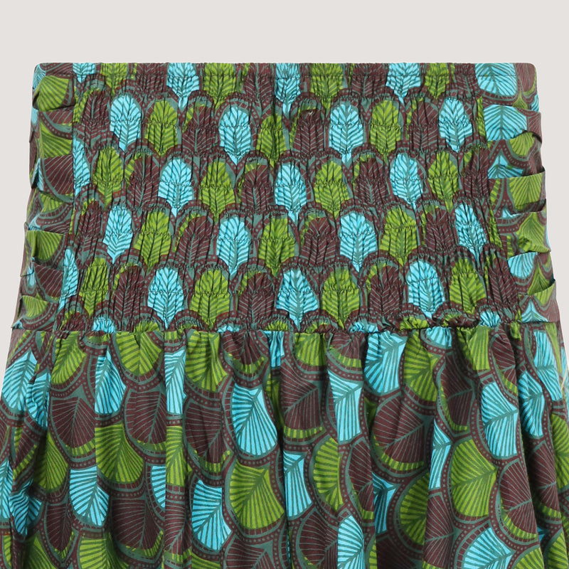 Spring leaves print 2-in-1 skirt dress designed by OMishka