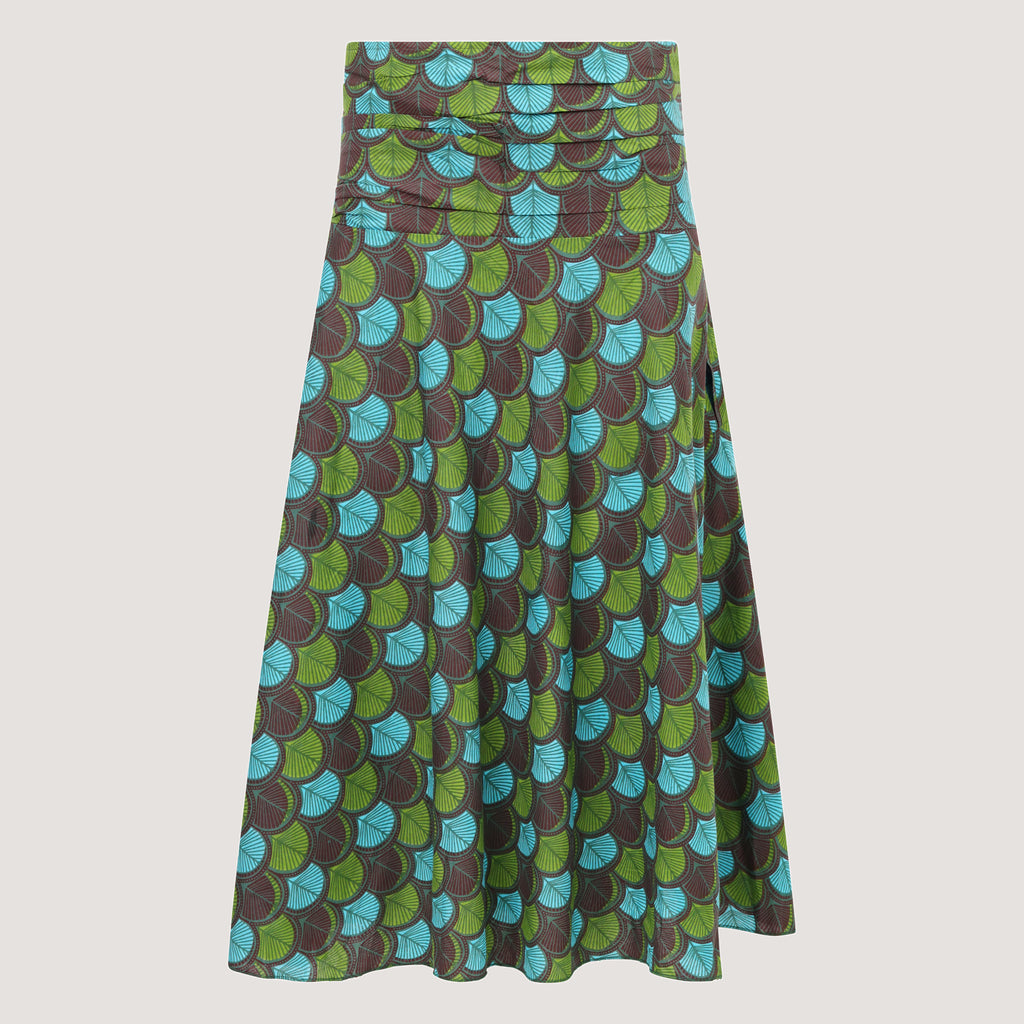 Spring leaves printed 2-in-1 skirt dress designed by OMishka