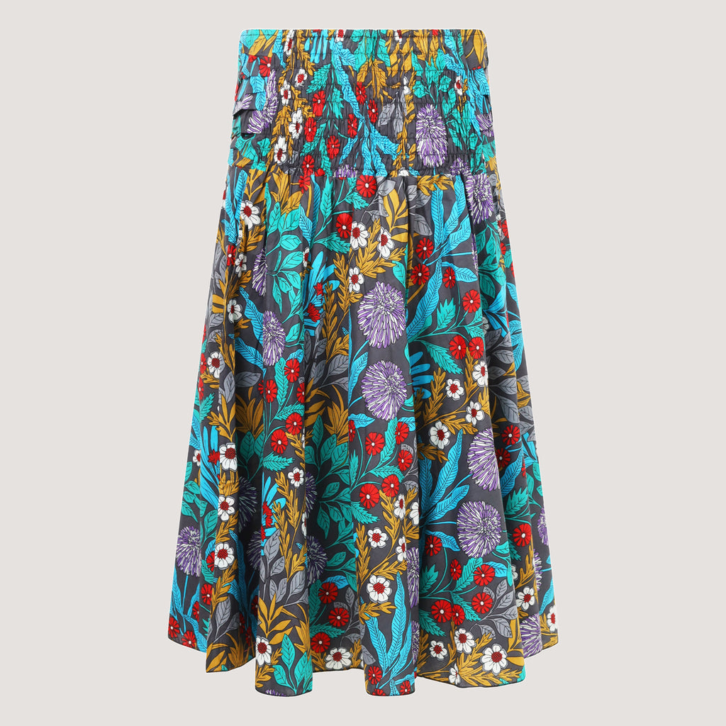 Summer garden floral print 2-in-1 skirt, strapless dress designed by OMishka