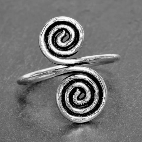 Double Rope Spiral Silver Drop Earrings
