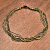Pure Brass Striped Bangle Bracelet