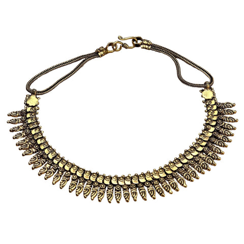 Silver Tribal Spike Collar Necklace