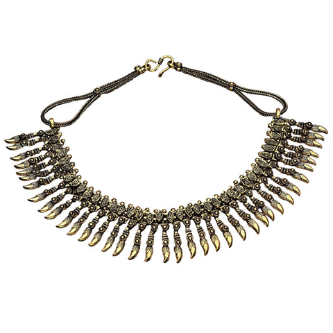 Layered Pure Brass Beaded Chunky Necklace