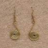 Tribal Dotwork Pure Brass Spiral Hoop Earrings