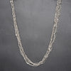 Long Silver Charm Beaded Multi Strand Necklace