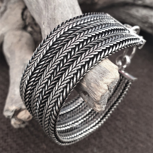 アクセサリー GOTI CHAIN LEATHER BRACELET_BR513 GOTI | Chunky chain leather bracelet, BR513 – ORIMONO.eu