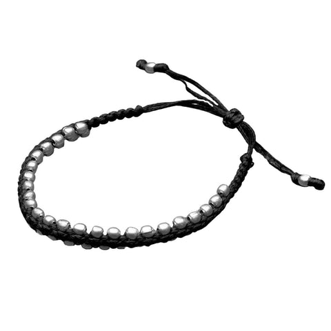 Octagonal Silver Beaded Adjustable Bracelet & Anklet