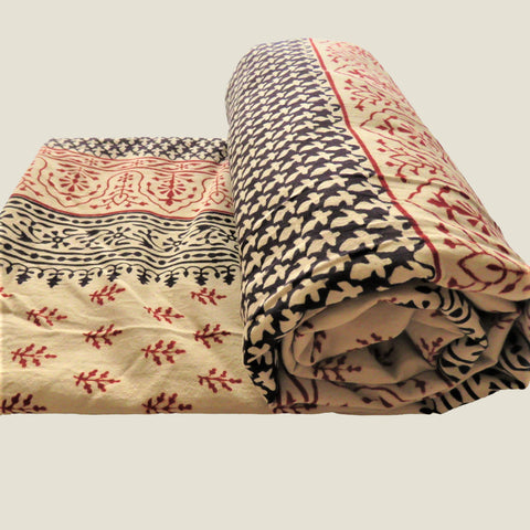 Pink Floral Kantha Bed Cover & Throw - 19