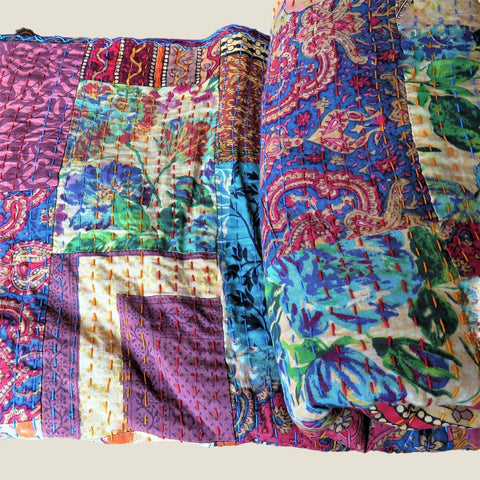 Brown Spotty Kantha Bed Cover & Throw - 31