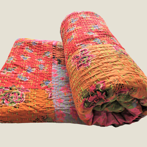 Recycled Patchwork Kantha Bed Cover & Throw - 32