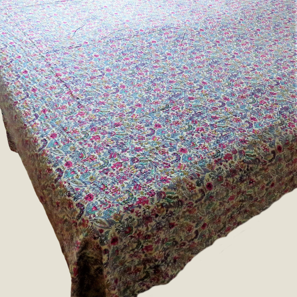 Ditsy Floral Kantha Bed Cover & Throw - 21