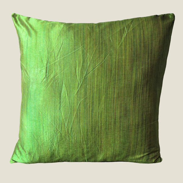 Green - Kantha Work Tussar Silk Cushion Cover 92