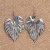 Large Floral Leaf Silver Drop Earrings