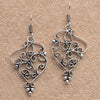 Silver Oval Floral Dangle Earrings