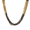Pure Brass & Black Striped Multi Strand Necklace