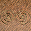 Handmade nickel free pure brass, simple spiral hoop earrings designed by OMishka.