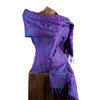 Soft Woven Bamboo Kantha Stitched Large Purple Shawl - 19