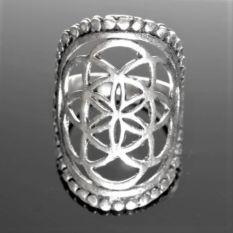 Dainty Silver Seed of Life Ring