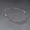 Silver toned white metal, layered three strand, subtle beaded, adjustable snake chain choker necklace designed by OMishka.