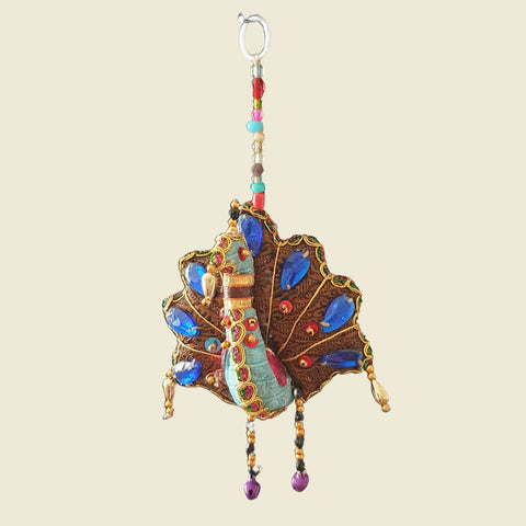 Upcycled Fanned Peacock Hanging Tota Decoration