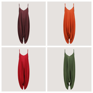 A colourful collection of sleeveless harem jumpsuits designed by OMishka