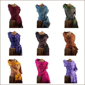 Artisan handmade, sustainable, vegan shawls, wraps and scarves collection designed by OMishka.