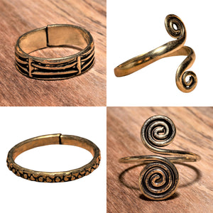 Artisan handmade, nickel free pure brass toerings collection designed by OMishka.