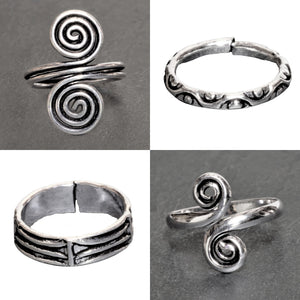 Artisan handmade, nickel free silver toerings collection designed by OMishka.