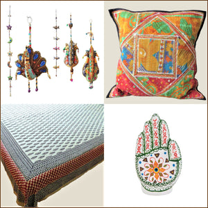 Artisan handmade, colourful home decor collection designed by OMishka.