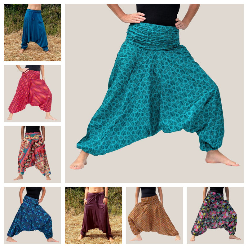 Artisan handmade, sustainable and vegan harem trousers collection designed by OMishka.